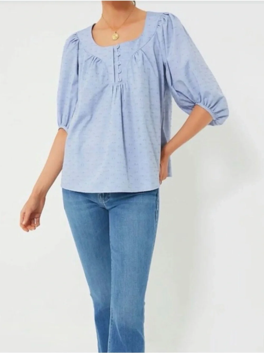 Tuckernuck Pomander Place Chambray Inara Blouse Size Small